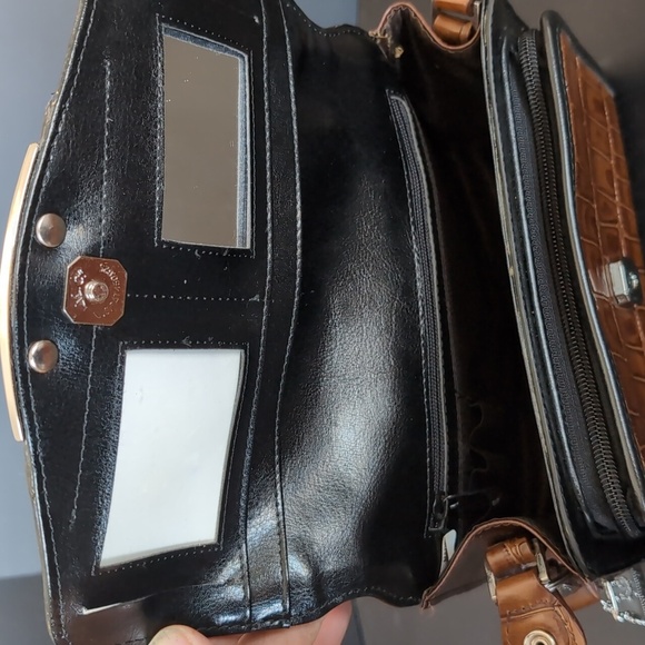 Vintage Brown /Black Faux Snakeskin Leather Marc Chantal MC Shoulder Bag. - Picture 10 of 16